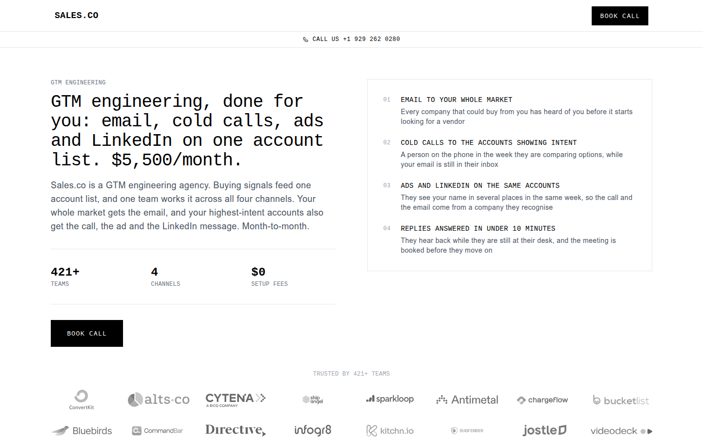 GTM engineering, done for you: email, cold calls, ads and LinkedIn on one account list. $5,500/month.