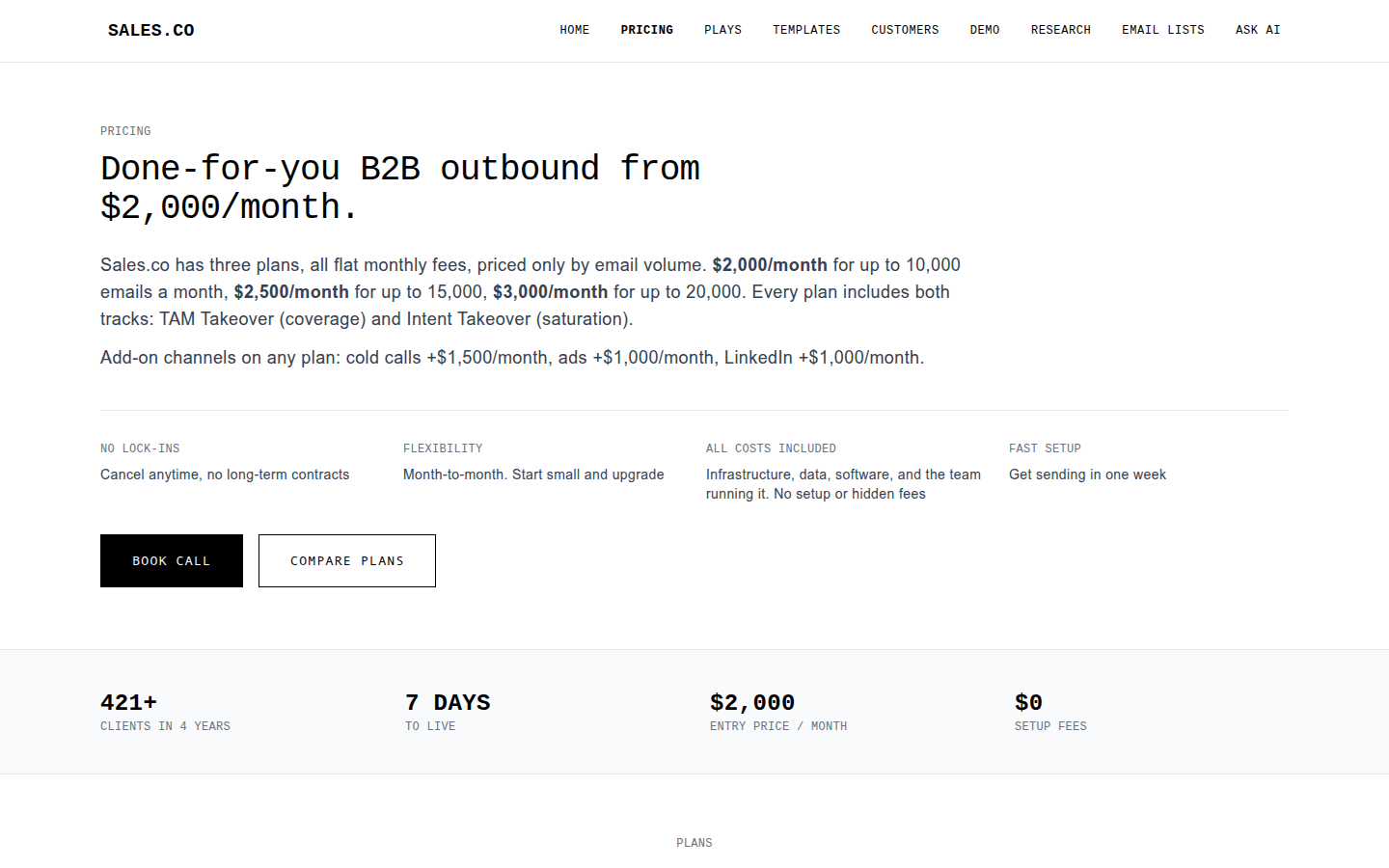 Done-for-you B2B outbound from $2,000/month.